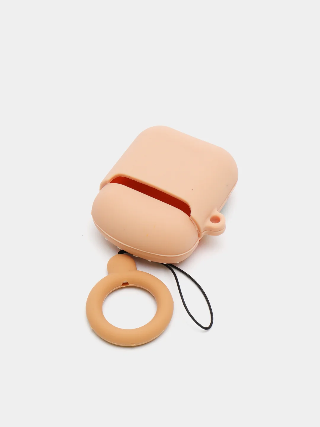 Светло-бежевый чехол для беспроводных наушников AirPods 1/2, с карабином, силиконовый