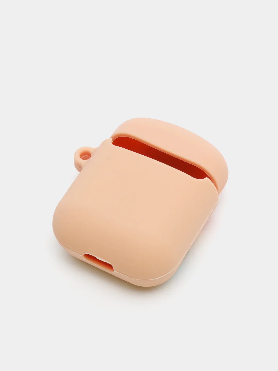 Светло-бежевый чехол для беспроводных наушников AirPods 1/2, с карабином, силиконовый