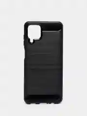 Черный чехол Samsung A12 / M12 имитация под карбон и металл