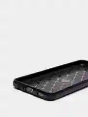 Черный чехол Samsung A12 / M12 имитация под карбон и металл