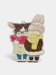 Значок деревянный по аниме "Юри на льду" (Yuri on Ice)