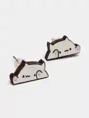 Серьги-пусеты деревянные "Бонго кот / Bongo Cat"