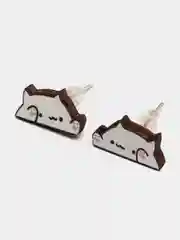 Серьги-пусеты деревянные "Бонго кот / Bongo Cat"