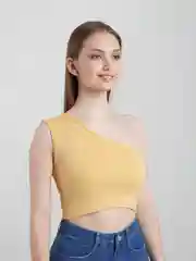 Золотой топ женский, на одно плечо, хлопок