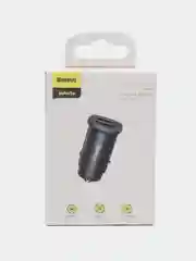 Черный автомобильное зарядное устройство Baseus Premium Square metal A+A (2хUSB, 30W, QC3.0)