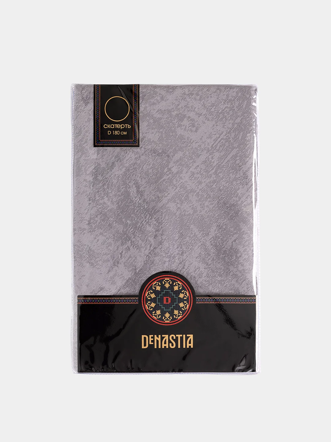 Скатерть DeNASTIA D180см, жаккард, цвет серый (эффект потёртости)