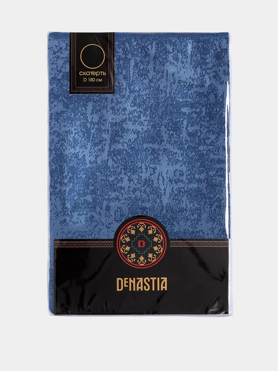 Скатерть DeNASTIA D180 см, жаккард, цвет синий, эффект потёртости