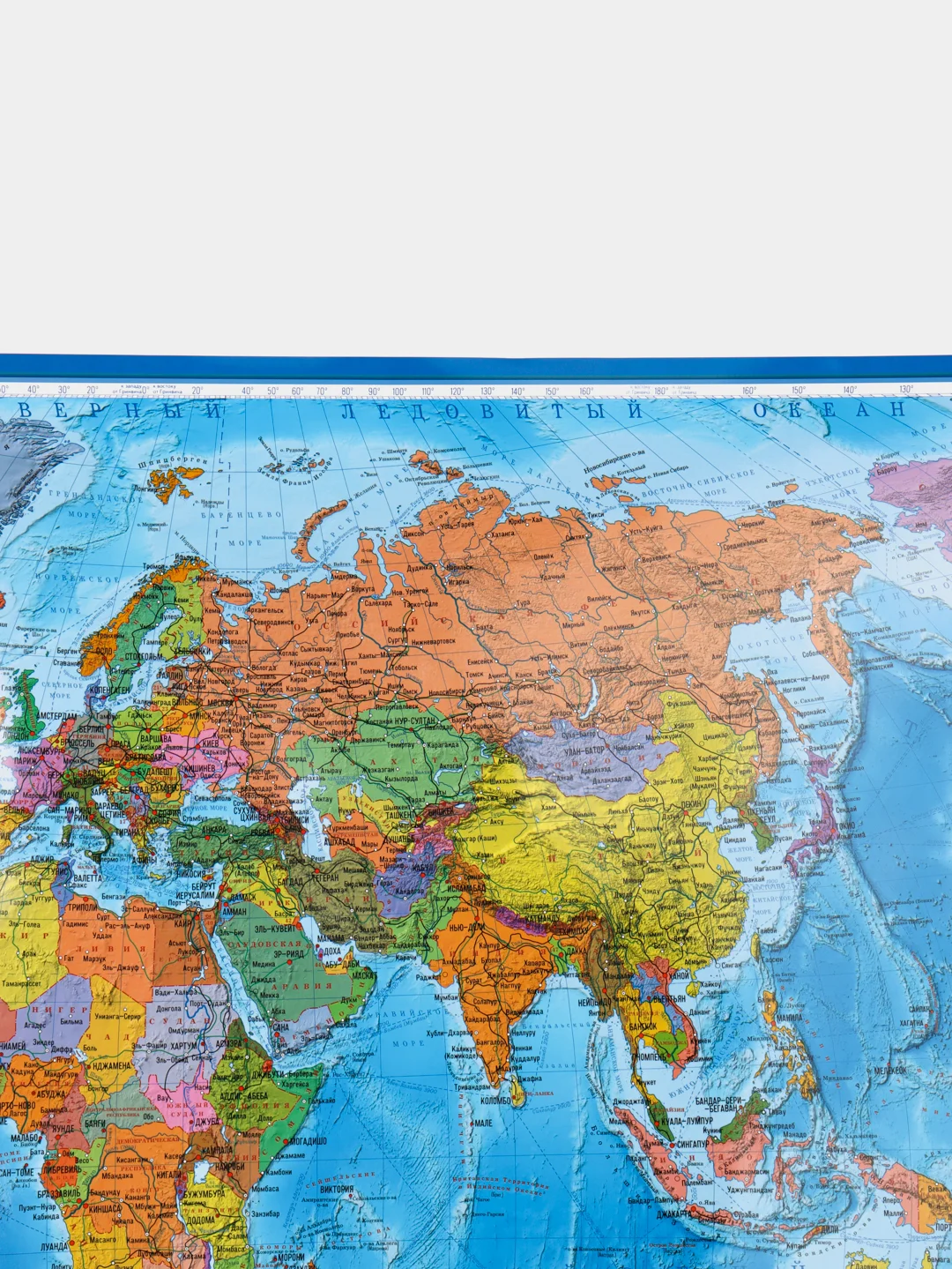 Интерактивная карта мира политическая, 101 х 70 см, 1:32 М, ламинированная, настенная