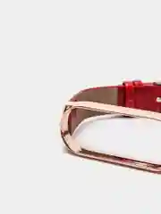 Багровый фирменный кожаный ремешок для Xiaomi mi band 3, 4, 5, 6