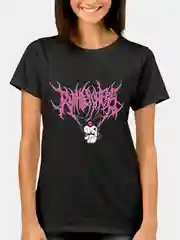 Черный футболка женская светящаяся Hello Kitty "Куроми", аниме Hunter, Evangelion, Атака титанов