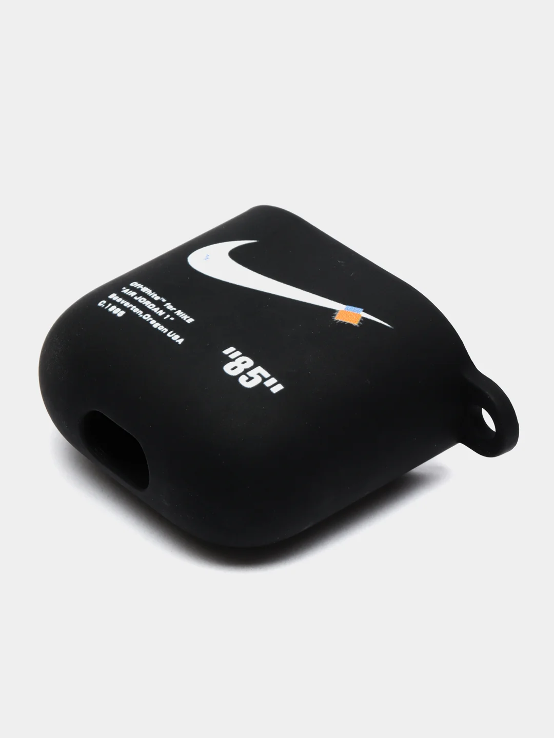 Черный силиконовый чехол для наушников Apple Airpods 1, 2. с принтом Nike, Nasa (Найк, Наса))