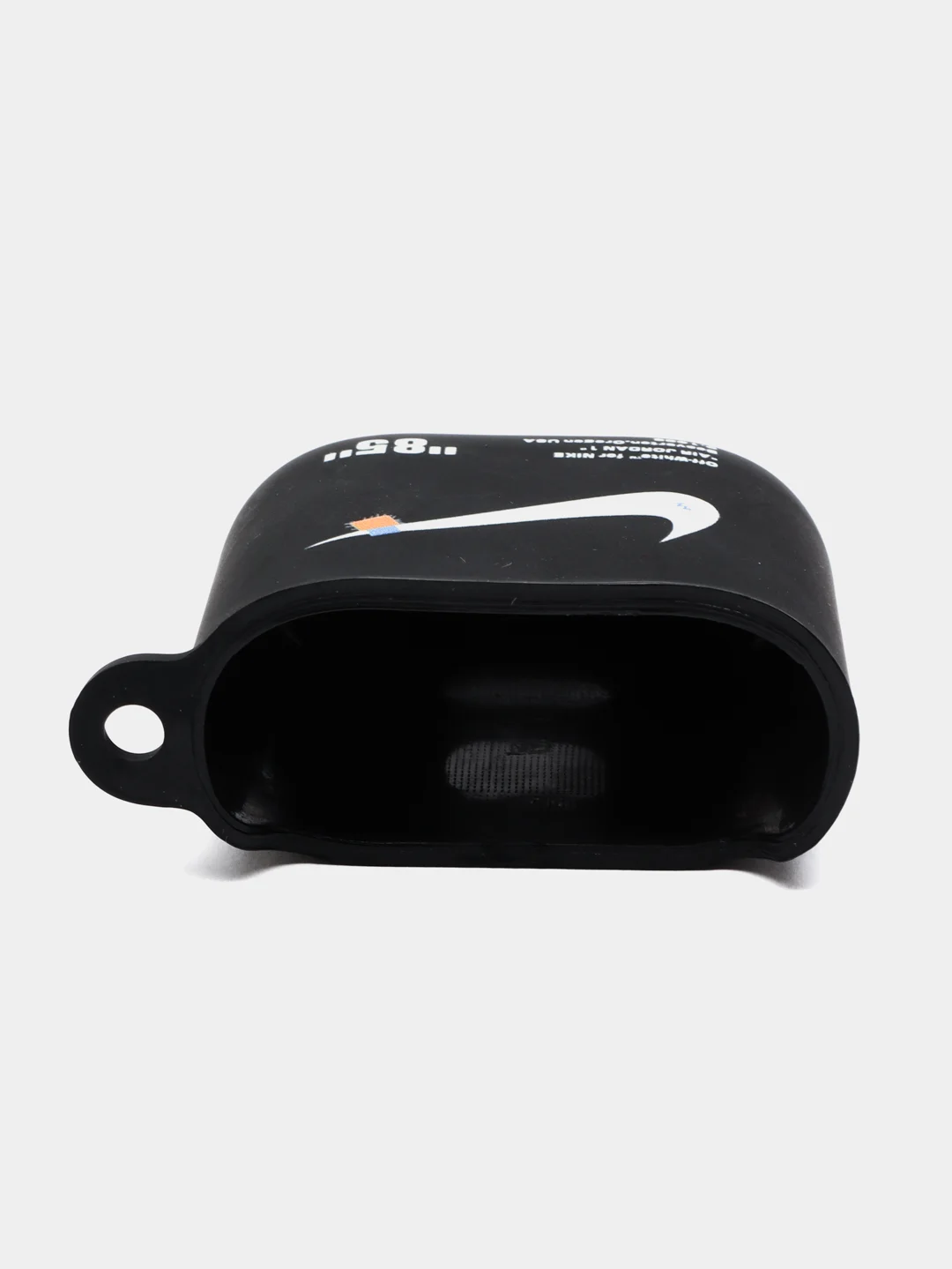 Черный силиконовый чехол для наушников Apple Airpods 1, 2. с принтом Nike, Nasa (Найк, Наса))