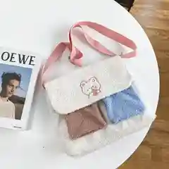 Голубой шоппер плюшевый с медвежатами, женский, через плечо