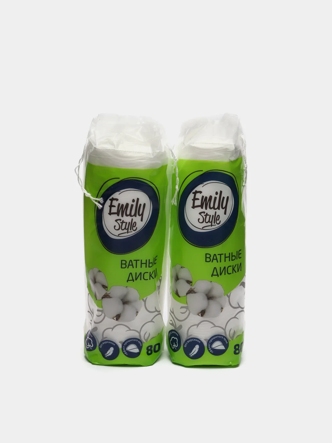 Ватные диски Emily Style для снятия макияжа и очищения кожи рук и лица с прошивкой 80 шт