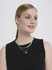 Золотой цепочка на шею двойная с жемчугом