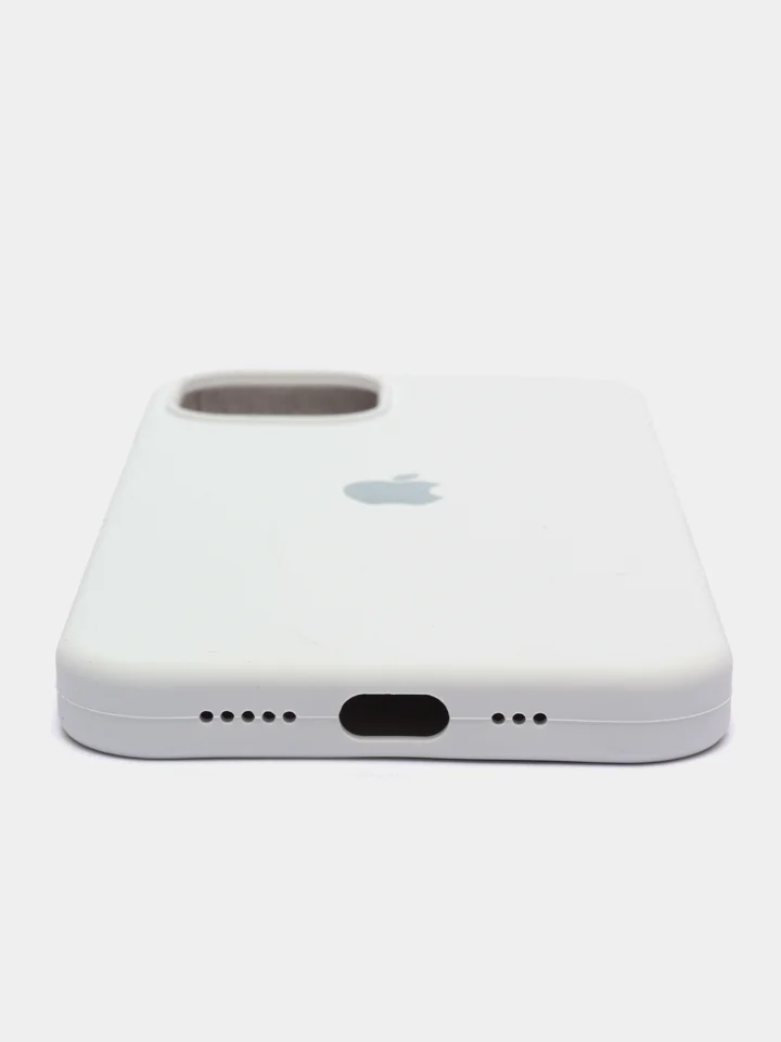 Белый чехол силиконовый для iPhone 13, 13 Pro, 13 Pro Max, с закрытым низом
