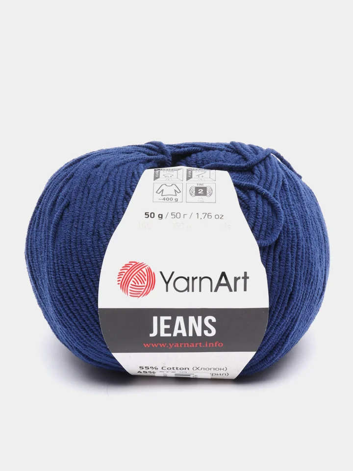Темно-синий пряжа YarnArt Jeans, 50 г, 160 м