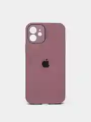 Розовый силиконовый чехол для iPhone 12, со стеклянной панелью