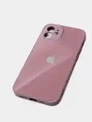 Розовый силиконовый чехол для iPhone 12, со стеклянной панелью