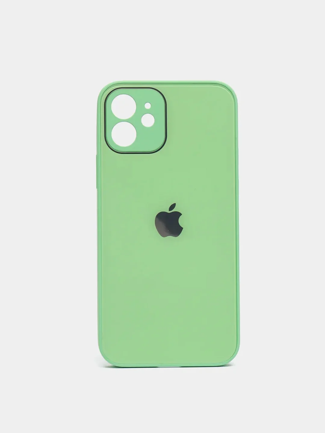 Салатовый силиконовый чехол для iPhone 12, со стеклянной панелью