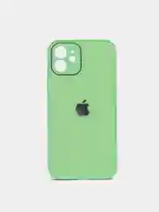 Салатовый силиконовый чехол для iPhone 12, со стеклянной панелью