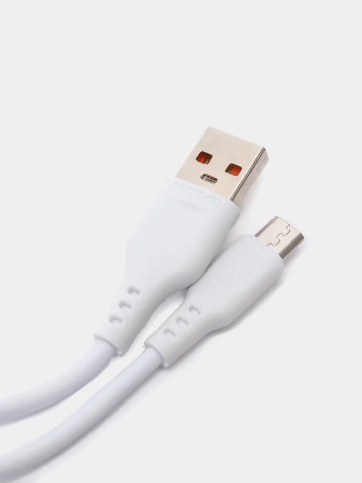 Белый usb кабель зарядный, 1.0м, DENMEN D01 2.4A, TypeC/MicroUSB/Lightning для Android и iPhone