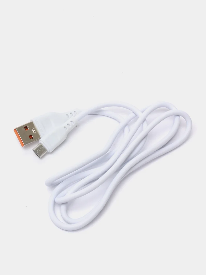 Белый usb кабель зарядный, 1.0м, DENMEN D01 2.4A, TypeC/MicroUSB/Lightning для Android и iPhone