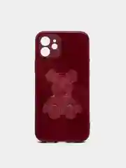 Багровый силиконовый чехол для iPhone 12, со стеклянной панелью