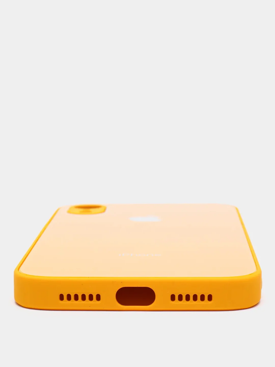 Желтый чехол для iPhone XR, силиконовый, со стеклянной панелью