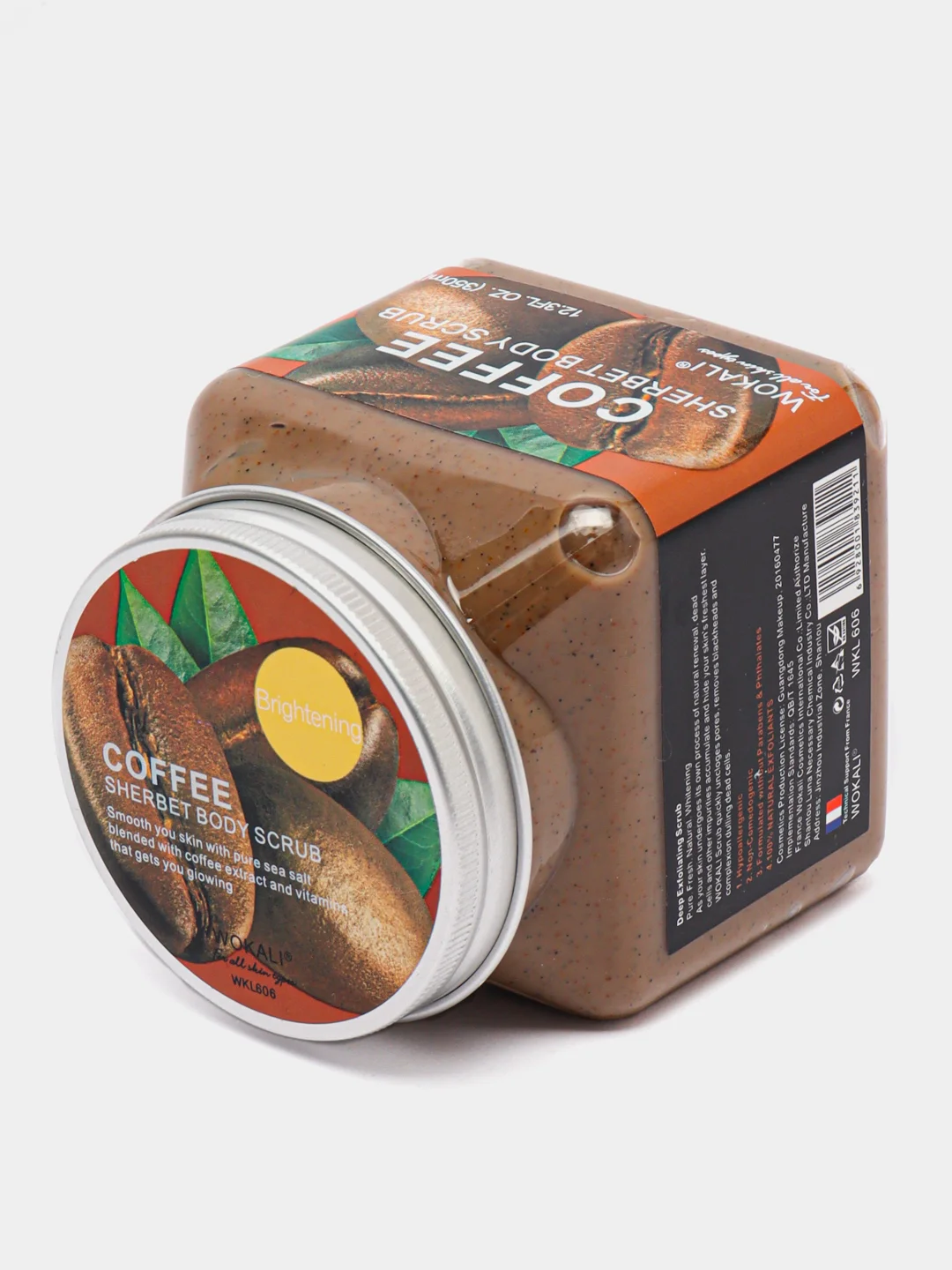 Коричневый скраб для тела Wokali Sherbet Body Scrub, 350 мл отшелушивающий очищающий