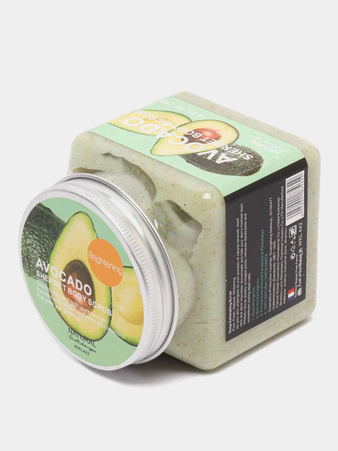 Зеленый скраб для тела Wokali Sherbet Body Scrub, 350 мл отшелушивающий очищающий