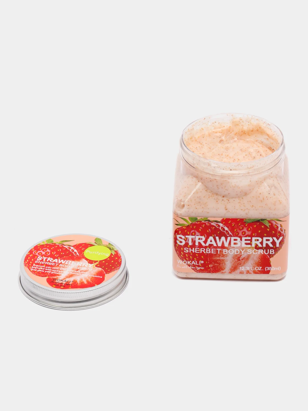 Красный скраб для тела Wokali Sherbet Body Scrub, 350 мл отшелушивающий очищающий
