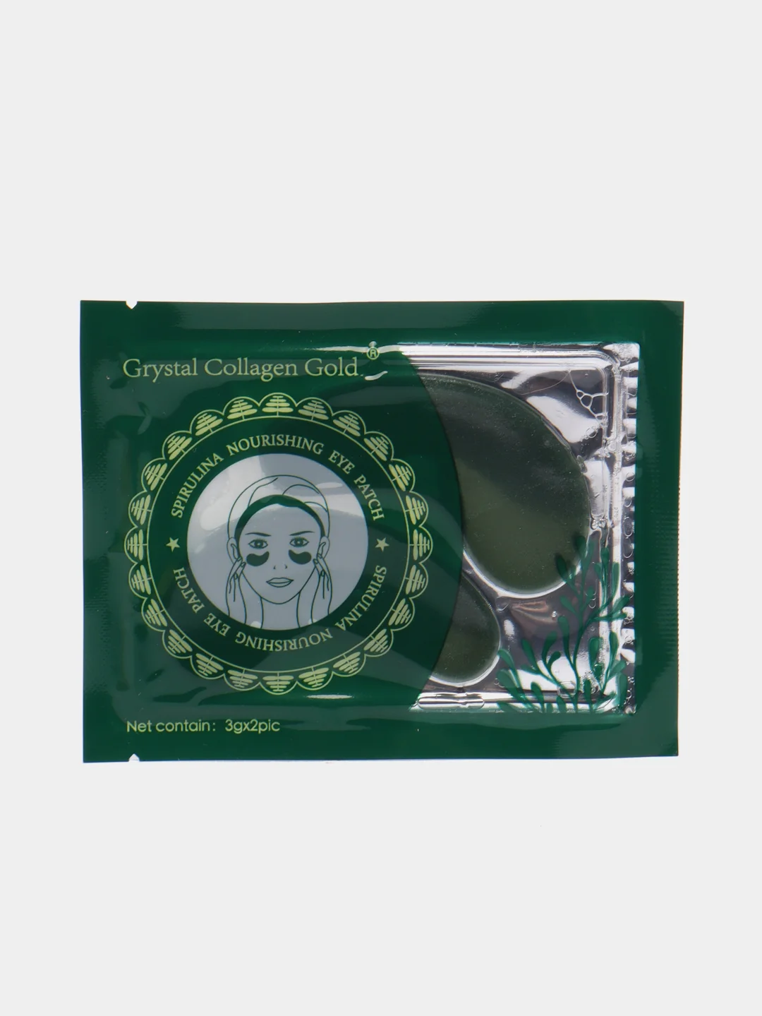 Зеленый патчи коллагеновые Crystal Collagen Gold, маска для глаз с натуральными экстрактами