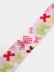 Розовый лента атласная "Сердечки. Бантики", 2,5 см х 2 метра