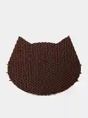 Коричневый коврик под миску для животных "КОТИК", 47 х 37 см.