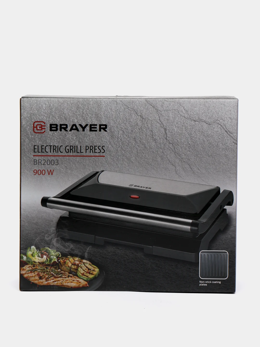 Электрический гриль-пресс BRAYER BR2003, антипригарное покрытие пластин