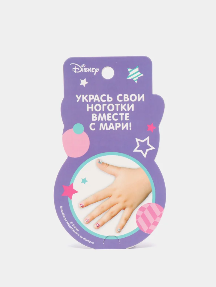 Пурпурный маникюрный набор: наклейки на ногти для девочек "Минни Маус", "Единорог", "Кошечка Мари"