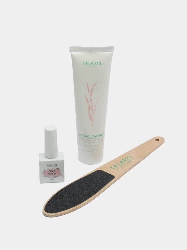 Набор для педикюра, крем для стоп, гель-лак однофазный Pedicure gel polish, пилка