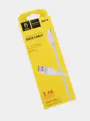 Белый дата-кабель Denmen D01T Type-C, 2.4A, 1 м, с быстрой зарядкой черный