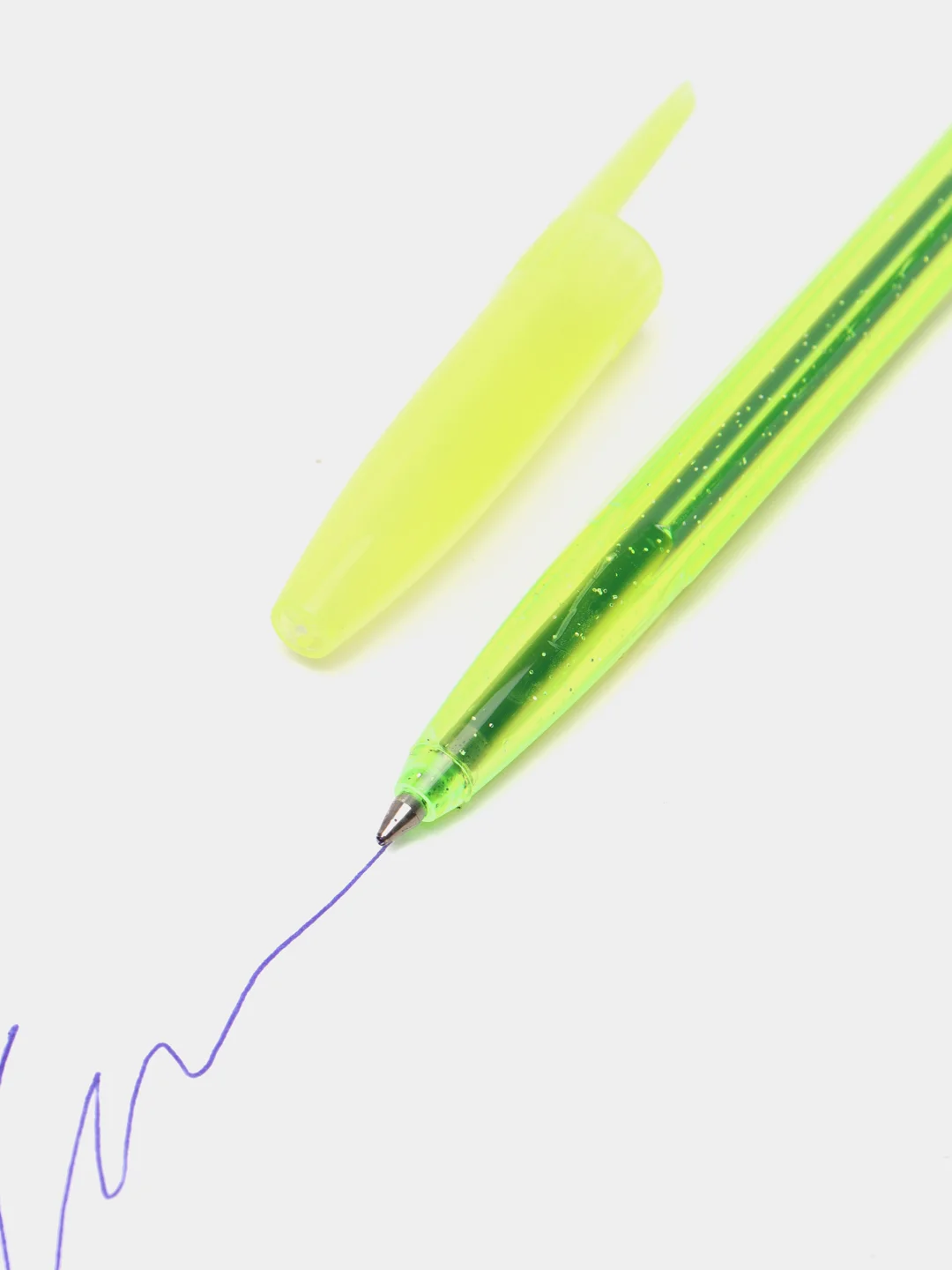 Желтый ручка шариковая СТАММ 511 Neon, синяя, 1,0 мм, прозрачный корпус, с блестками