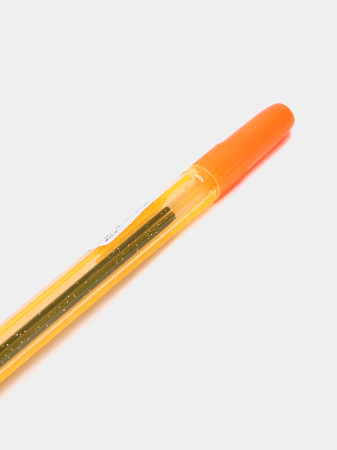 Оранжевый ручка шариковая СТАММ 511 Neon, синяя, 1,0 мм, прозрачный корпус, с блестками
