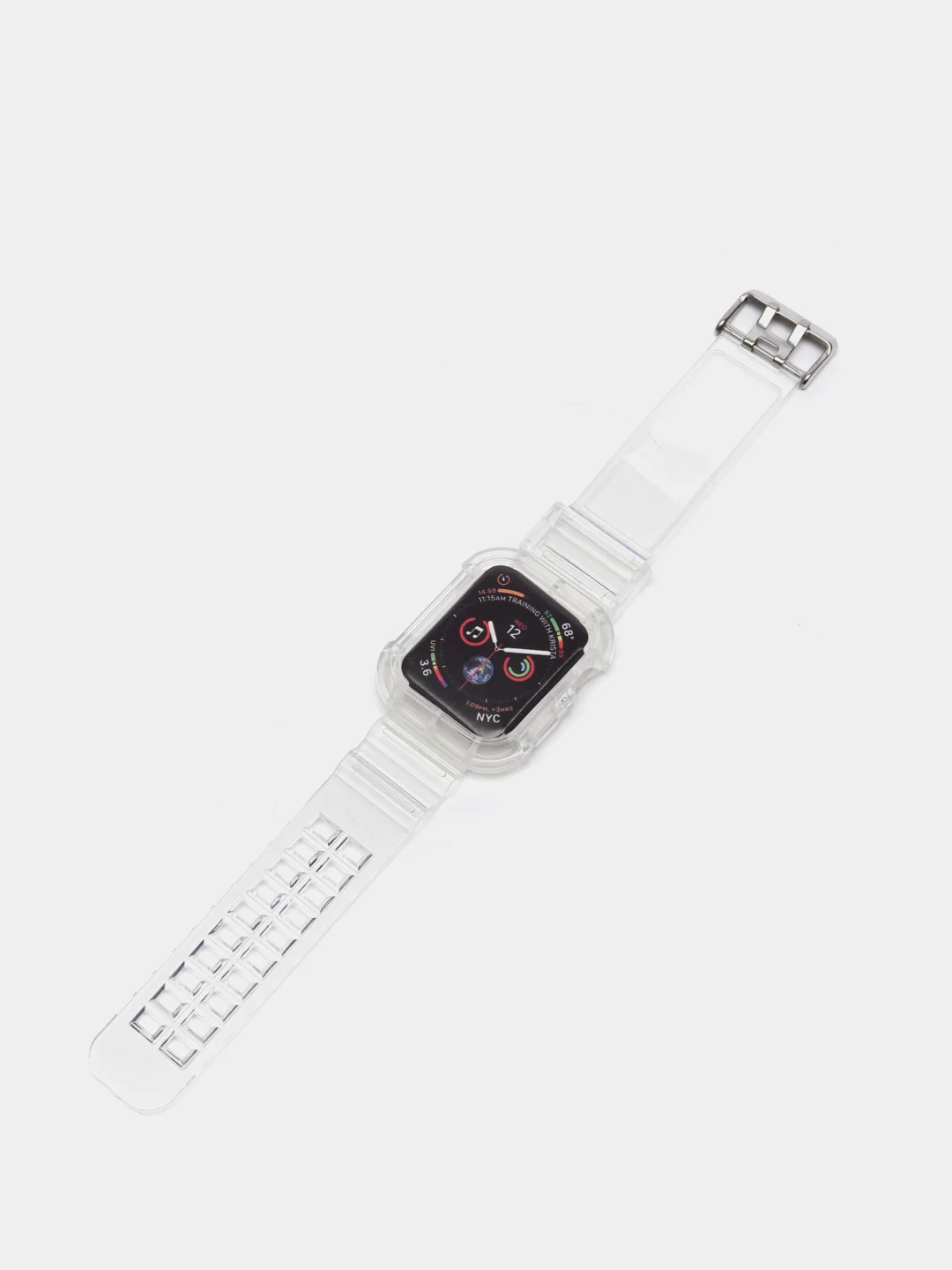 Оранжевый ремешок для Apple Watch 38 / 40 / 41 / 42 / 44 / 45 / 49 мм браслет силиконовый прозрачный
