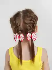 Красный бантик на резинке в красный цветочек, 2 штуки