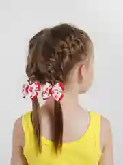 Красный бантик на резинке в красный цветочек, 2 штуки