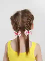 Белый бантик белый в красный цветочек, 2 штуки