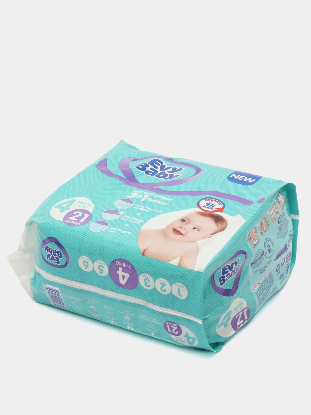 Подгузники Evy Baby Стандарт Макси, 21 штука, 7-18 кг