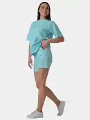 Голубой шорты женские, спортивные, с высокой талией