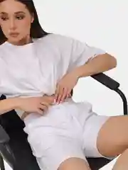 Белый шорты женские, спортивные, с высокой талией