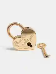 Серебряный замок свадебный, сувенирный, с гравировкой, 30 х 39 мм