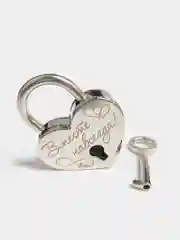 Серебряный замок свадебный, сувенирный, с гравировкой, 30 х 39 мм